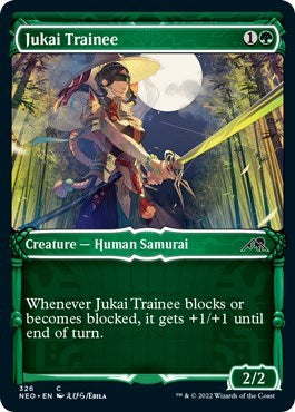 Jukai Trainee (Showcase) (Kamigawa: Neon Dynasty) Light Play Foil