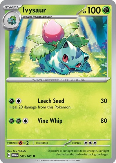 Ivysaur - 002 (Scarlet and Violet: 151) Light Play