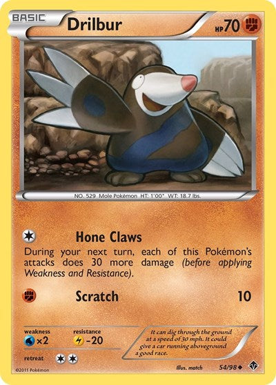 Drilbur (54) (Emerging Powers) Damaged / Poor Reverse Holofoil