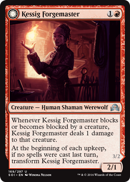 Kessig Forgemaster (Flameheart Werewolf) (Shadows Over Innistrad) Light Play