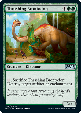 Thrashing Brontodon (Magic 2021 Core Set) Light Play