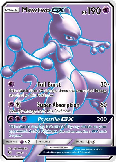 Mewtwo GX (Full Art) (Shining Legends) Light Play Holofoil