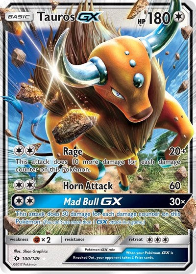 Tauros GX (SM Base Set) Heavy Play Holofoil