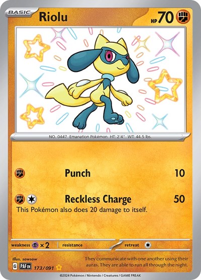 Riolu - 173 (SV: Paldean Fates) Light Play Holofoil