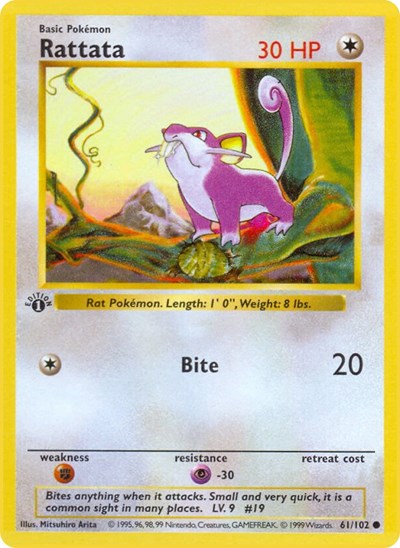 Rattata (Base Set (Shadowless)) Near Mint 1st Edition