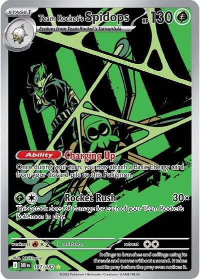 Team Rocket's Spidops - 187 (SV10: Destined Rivals) Light Play Holofoil