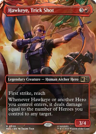 Hawkeye, Trick Shot (Borderless) (Commander: Marvel Super Heroes) Light Play