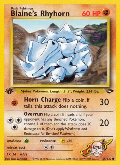 Blaine's Rhyhorn (Gym Challenge) Medium Play 1st Edition