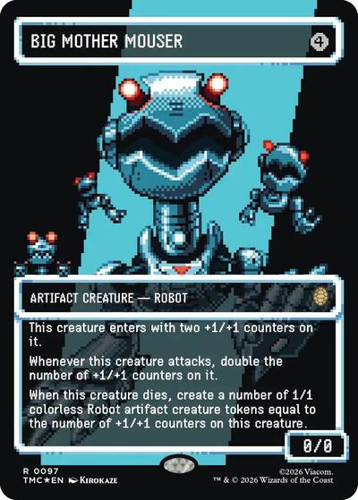 Big Mother Mouser (Borderless) (Surge Foil) (Commander: Teenage Mutant Ninja Turtles) Light Play Foil