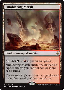 Smoldering Marsh (Battle for Zendikar) Light Play