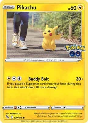 Pikachu (27) (Pokemon GO) Light Play Reverse Holofoil