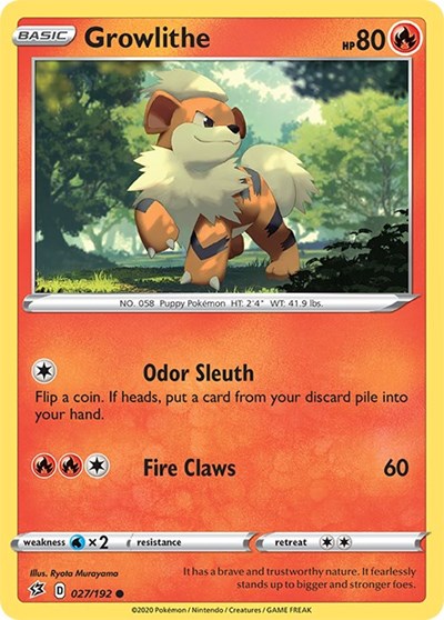 Growlithe (SWSH02: Rebel Clash) Light Play