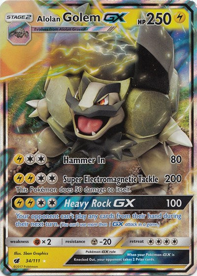 Alolan Golem GX (SM - Crimson Invasion) Medium Play Holofoil