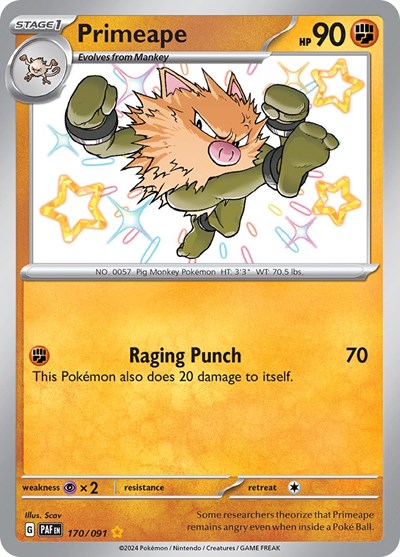 Primeape - 170 (SV: Paldean Fates) Light Play Holofoil