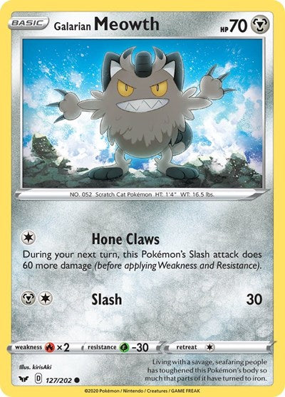 Galarian Meowth (SWSH01: Sword & Shield Base Set) Light Play