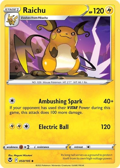 Raichu (SWSH12: Silver Tempest) Light Play Reverse Holofoil
