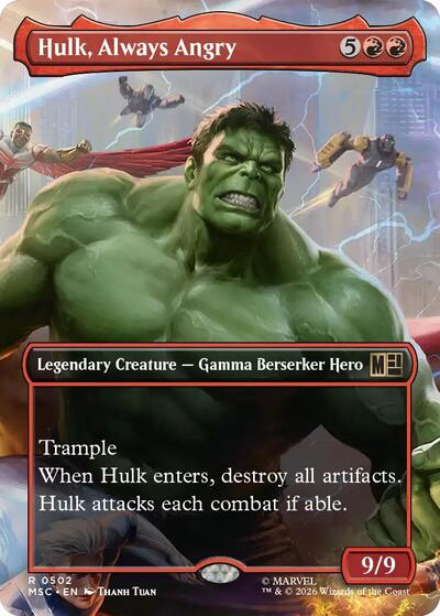 Hulk, Always Angry (Borderless) (Commander: Marvel Super Heroes) Light Play