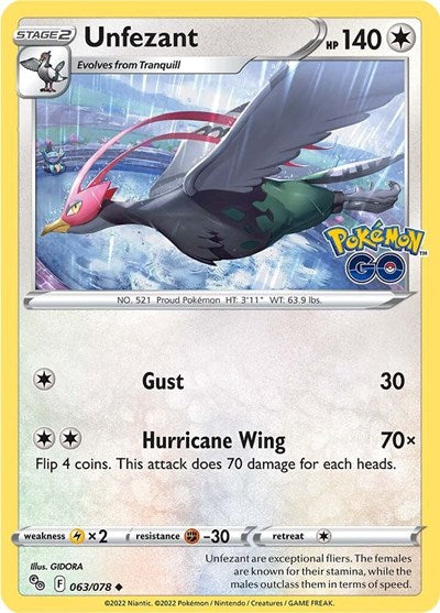 Unfezant (Pokemon GO) Light Play