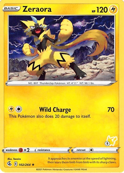 Zeraora - 102/264 ( 5 Pikachu Stamped) (Battle Academy 2022) Light Play