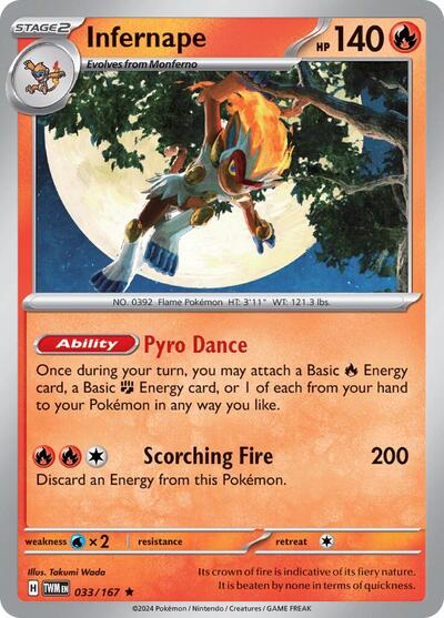 Infernape - 033 (SV06: Twilight Masquerade) Light Play Reverse Holofoil
