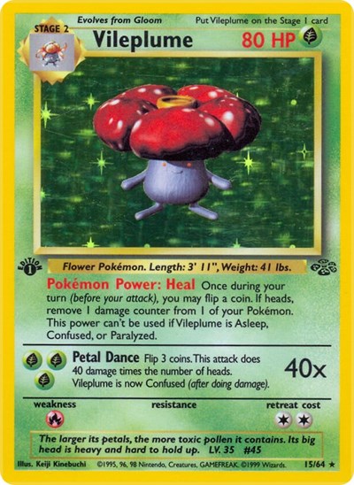 Vileplume (15) (Jungle) Heavy Play Holofoil Unlimited