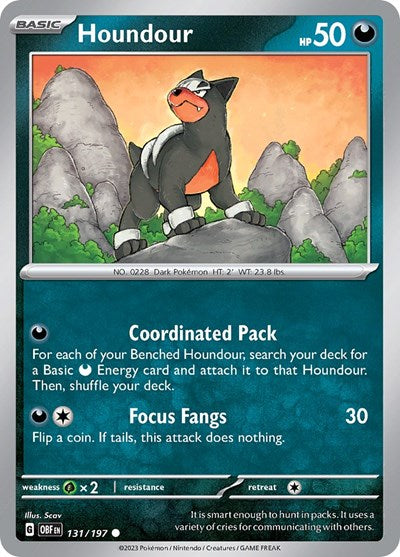 Houndour - 131 (Scarlet and  Violet: Obsidian Flames) Light Play Reverse Holofoil