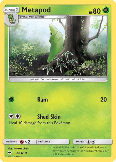 Metapod (SM - Burning Shadows) Light Play Reverse Holofoil