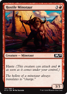 Hostile Minotaur (Magic 2019 Core Set) Light Play