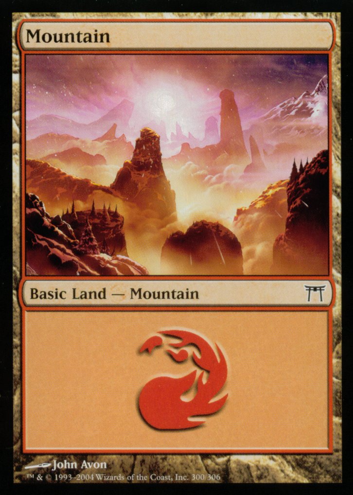 Mountain (300) (Champions of Kamigawa) Heavy Play