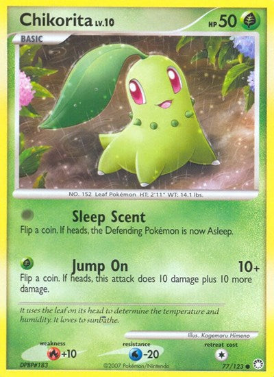 Chikorita (Mysterious Treasures) Heavy Play Reverse Holofoil