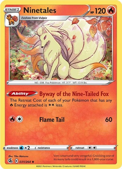 Ninetales (31) (SWSH08: Fusion Strike) Light Play Reverse Holofoil