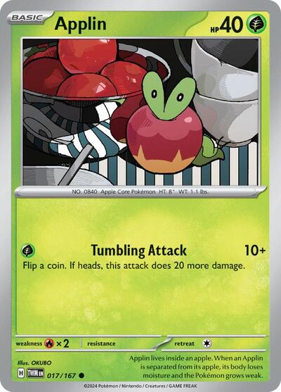 Applin - 017 (SV06: Twilight Masquerade) Light Play Reverse Holofoil