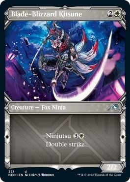 Blade-Blizzard Kitsune (Showcase) (Kamigawa: Neon Dynasty) Light Play Foil