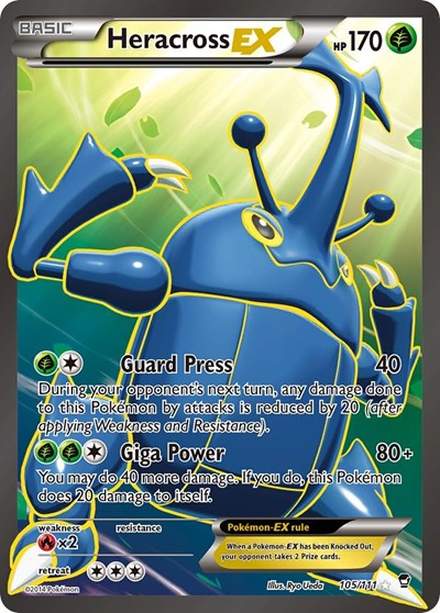 Heracross EX (105 Full Art) (XY - Furious Fists) Light Play Holofoil