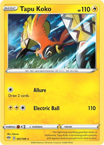 Tapu Koko (SWSH03: Darkness Ablaze) Light Play Holofoil