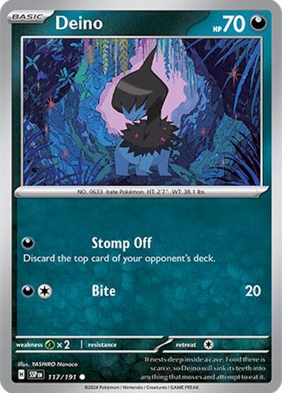 Deino (SV08: Surging Sparks) Light Play Reverse Holofoil