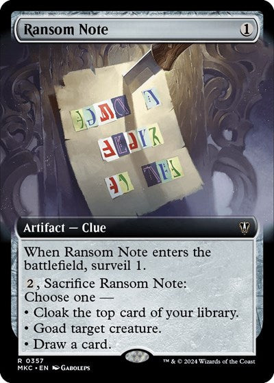 Ransom Note (0357) (Extended Art) (Commander: Murders at Karlov Manor) Light Play