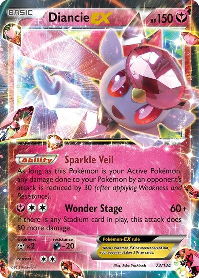 Diancie EX (XY - Fates Collide) Heavy Play Holofoil
