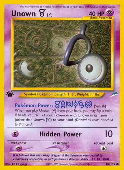 Unown (V) (Neo Destiny) Heavy Play 1st Edition
