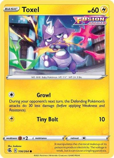 Toxel (106) (SWSH08: Fusion Strike) Light Play Reverse Holofoil