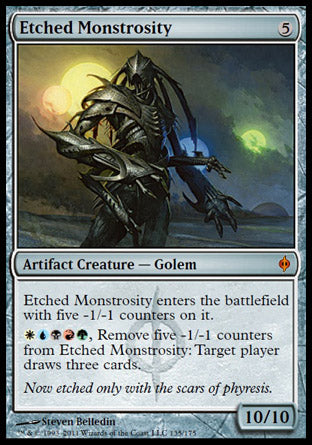 Etched Monstrosity (New Phyrexia) Light Play Foil