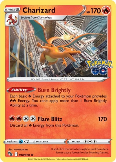 Charizard (Pokemon GO) Light Play Reverse Holofoil