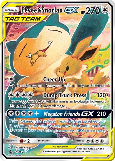 Eevee & Snorlax GX - SM169 (SM Promos) Medium Play Foil