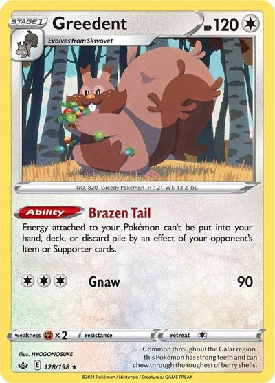 Greedent (SWSH06: Chilling Reign) Light Play Holofoil