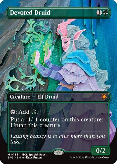 Devoted Druid (Borderless) (Special Guests) Light Play Foil