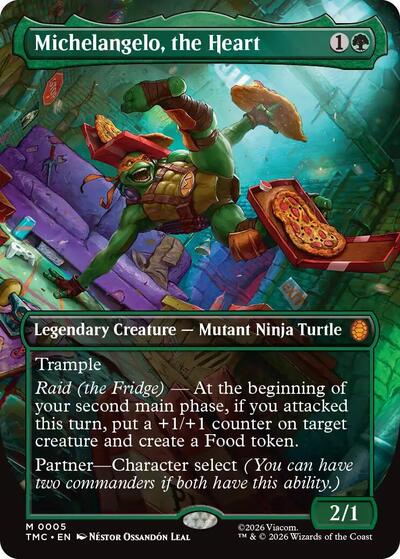 Michelangelo, the Heart (Borderless) (Commander: Teenage Mutant Ninja Turtles) Light Play Foil