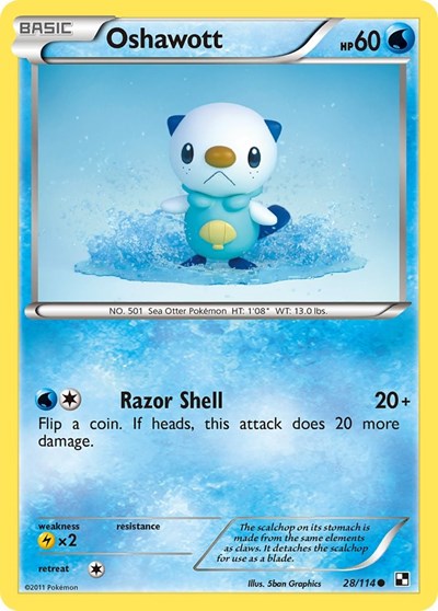Oshawott (28) (Black and White) Damaged / Poor