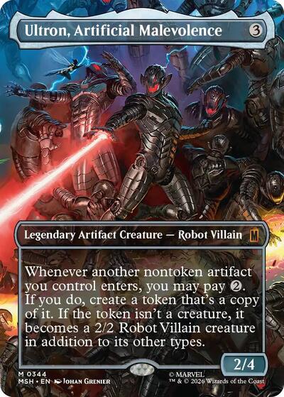 Ultron, Artificial Malevolence (Borderless) (0344) (Marvel Super Heroes) Light Play Foil