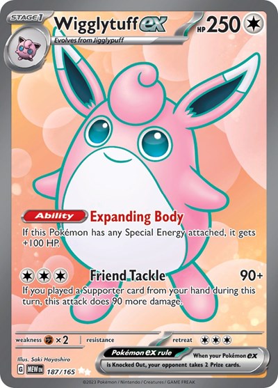 Wigglytuff ex - 187 (Scarlet and Violet: 151) Light Play Holofoil