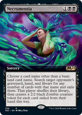 Necromentia (Extended Art) (Magic 2021 Core Set) Light Play Foil